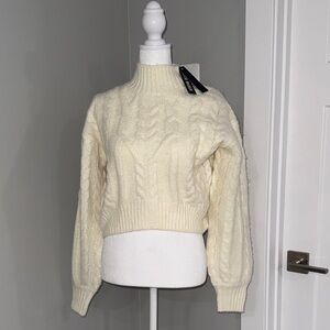 Steve Madden Ivory Cable Knit Turtleneck Sweater